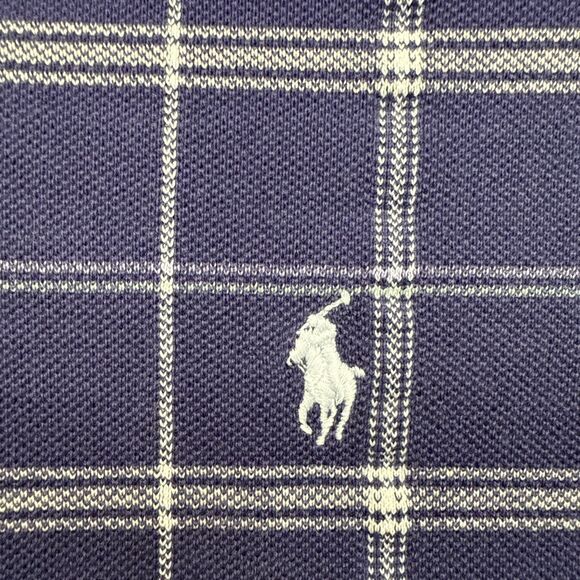 VTG Polo Ralph Lauren Men’s XL Navy Blue White Plaid Short Sleeve Polo Made USA - Picture 2 of 7